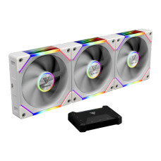 GAMDIAS Aeolus P2-1203U 120mm ARGB PWM Fan(3 Fan Pack w/USB Hub), Include Reverse Fan Blade x3, ARGB Sync Ready, Easy Installation & Cabless Daisy-Chain Design, Silent Operation, Up to 2400RPM, White